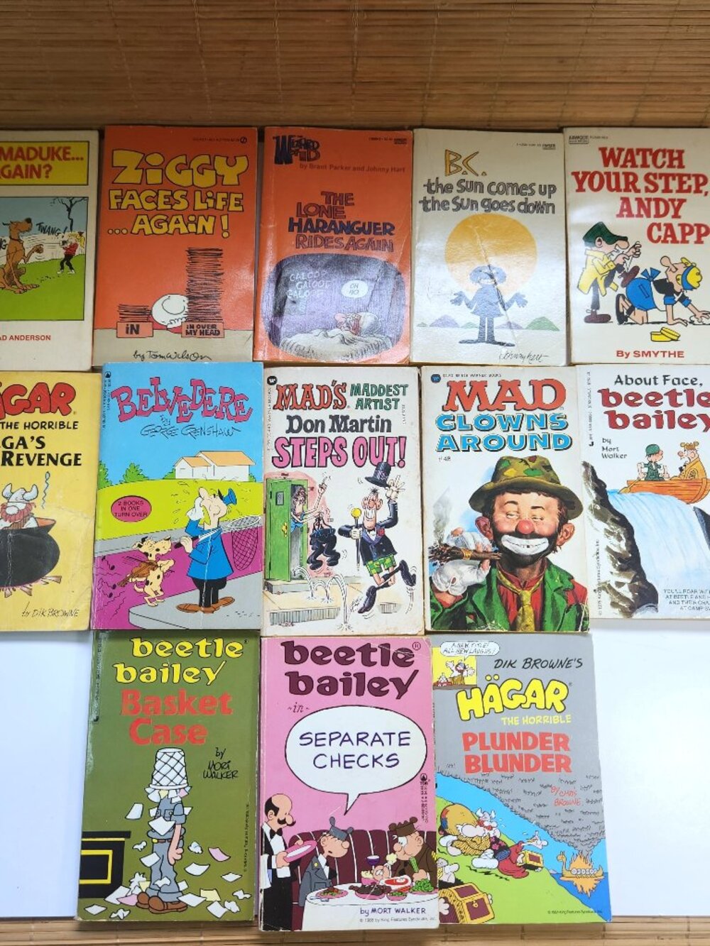 Vtg Sunday Funny Pages Comic Paperback Book Lot 13 Mad Magazine Hagar Beetle MCM